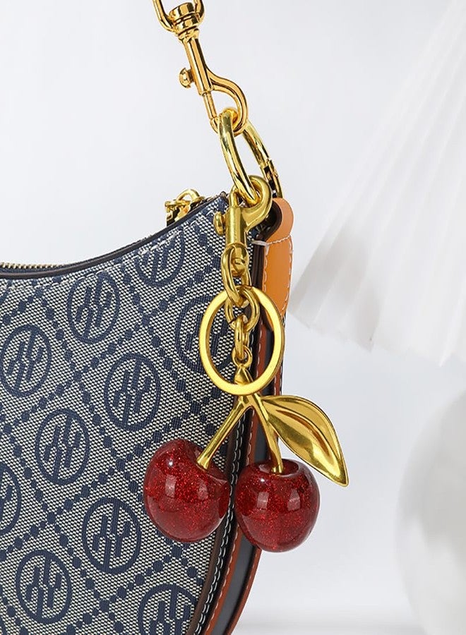 Blytheyes Cherry Keychain Cherry Bag Charm Keychain Accessories Gifts for Women Bag Charms Extender Chain for Handbags(Red Cherry-Golden) - Image 5